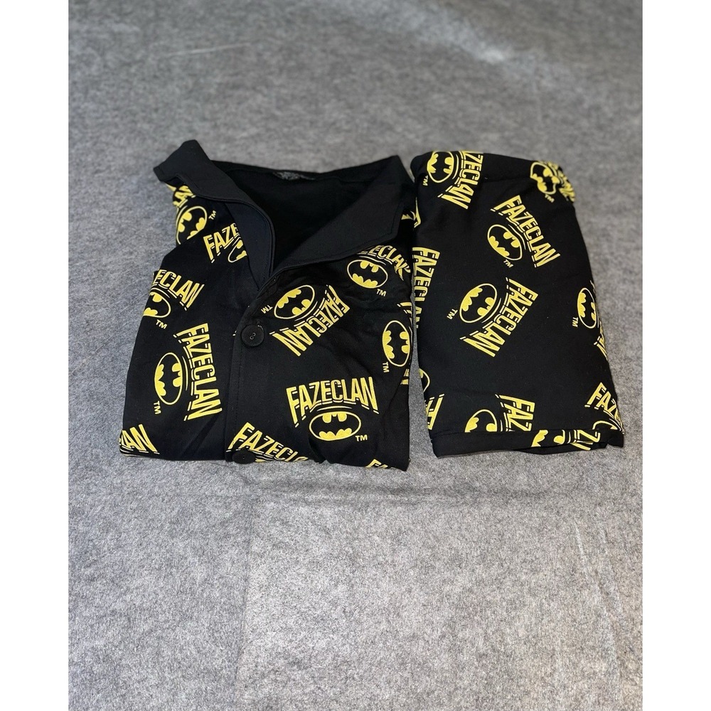Faze Clan x Batman Pajama Set Mens XXL‎ Black Yellow Logo Sleepwear 2 Piece 2021